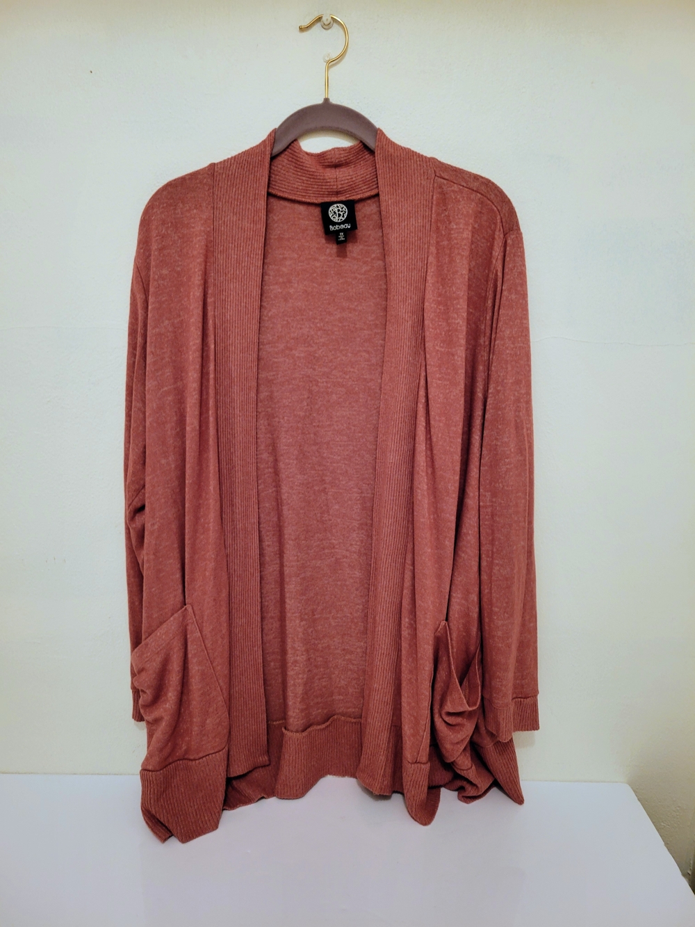bobeau Open-Front Drape Cardigan
